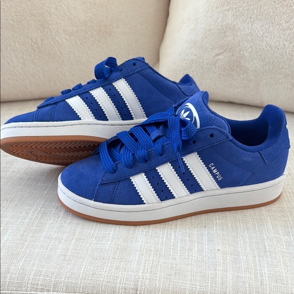 Adidas Blue Sneakers with White Stripes - Picture 2 of 2